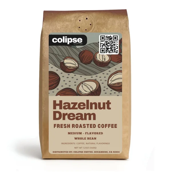 Colipse Hazelnut Dream flavored whole bean coffee